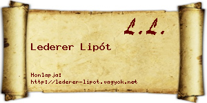 Lederer Lipót névjegykártya